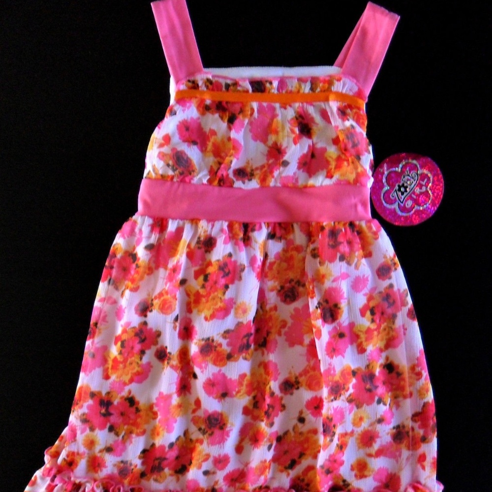Zoey Girls Floral‎ Chiffon Sun Dress Size 5 New